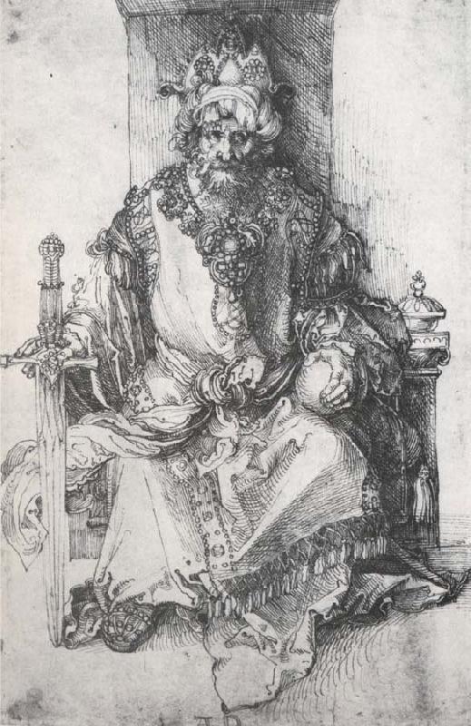 Albrecht Durer An orinetal Ruler Enthroned with traces of the artist-s monogram oil painting picture